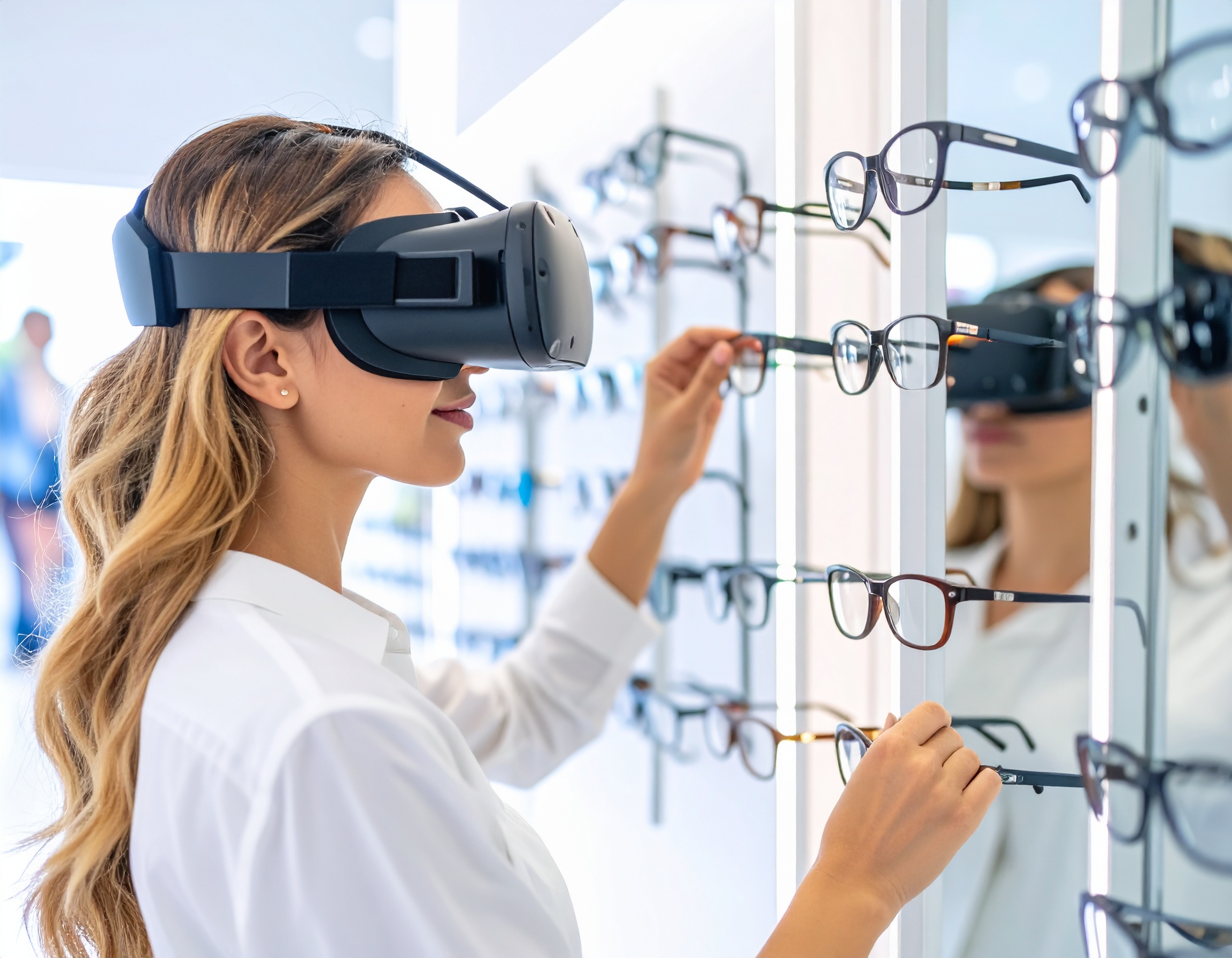 Virtual eyewear try-on experience with AR try on technology for online eyewear shopping.