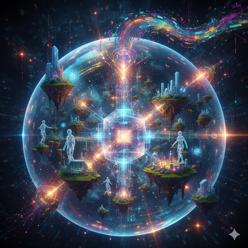 Shield icon protecting a network-connected digital twin model from threats..