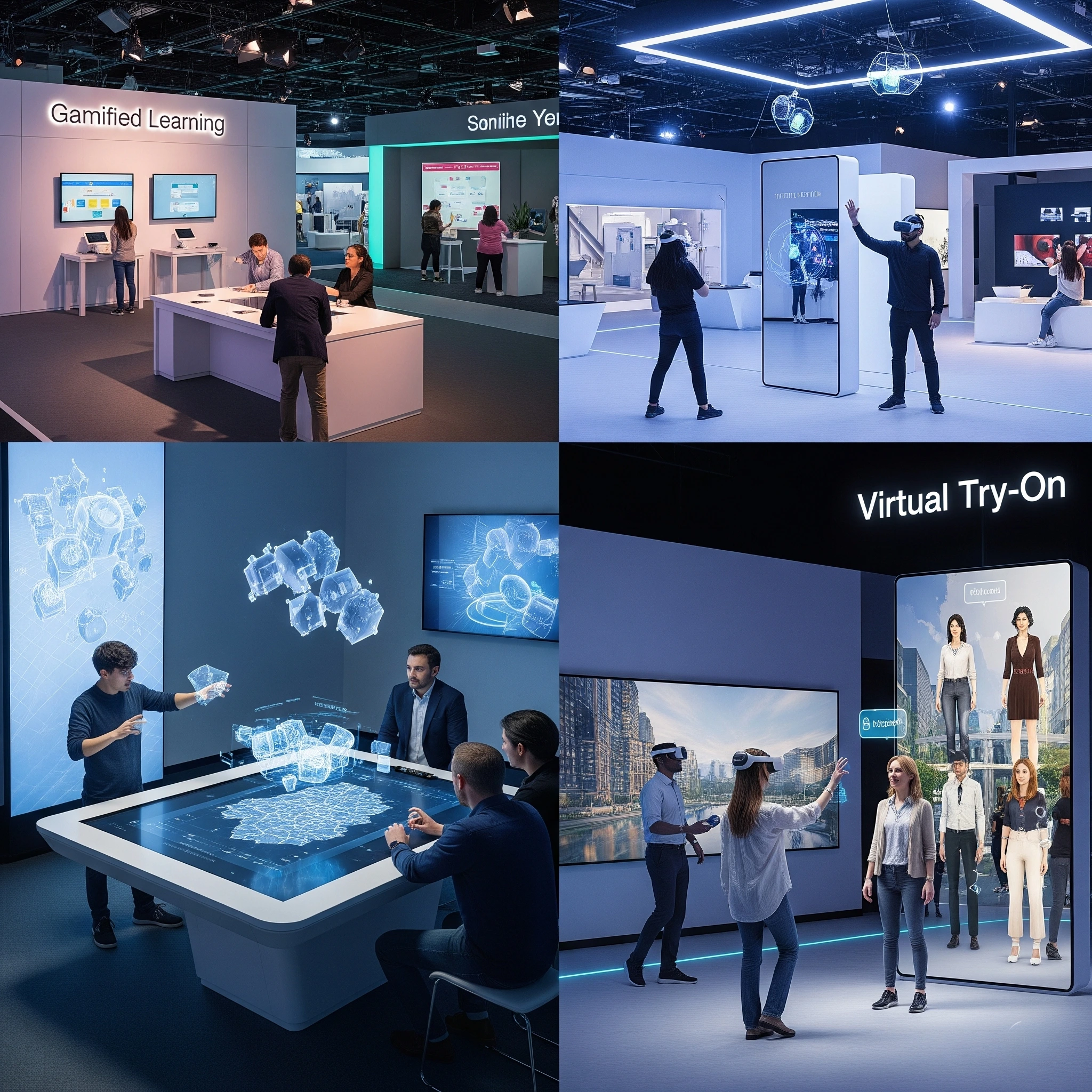 Visitors exploring virtual experience zones at the experience center