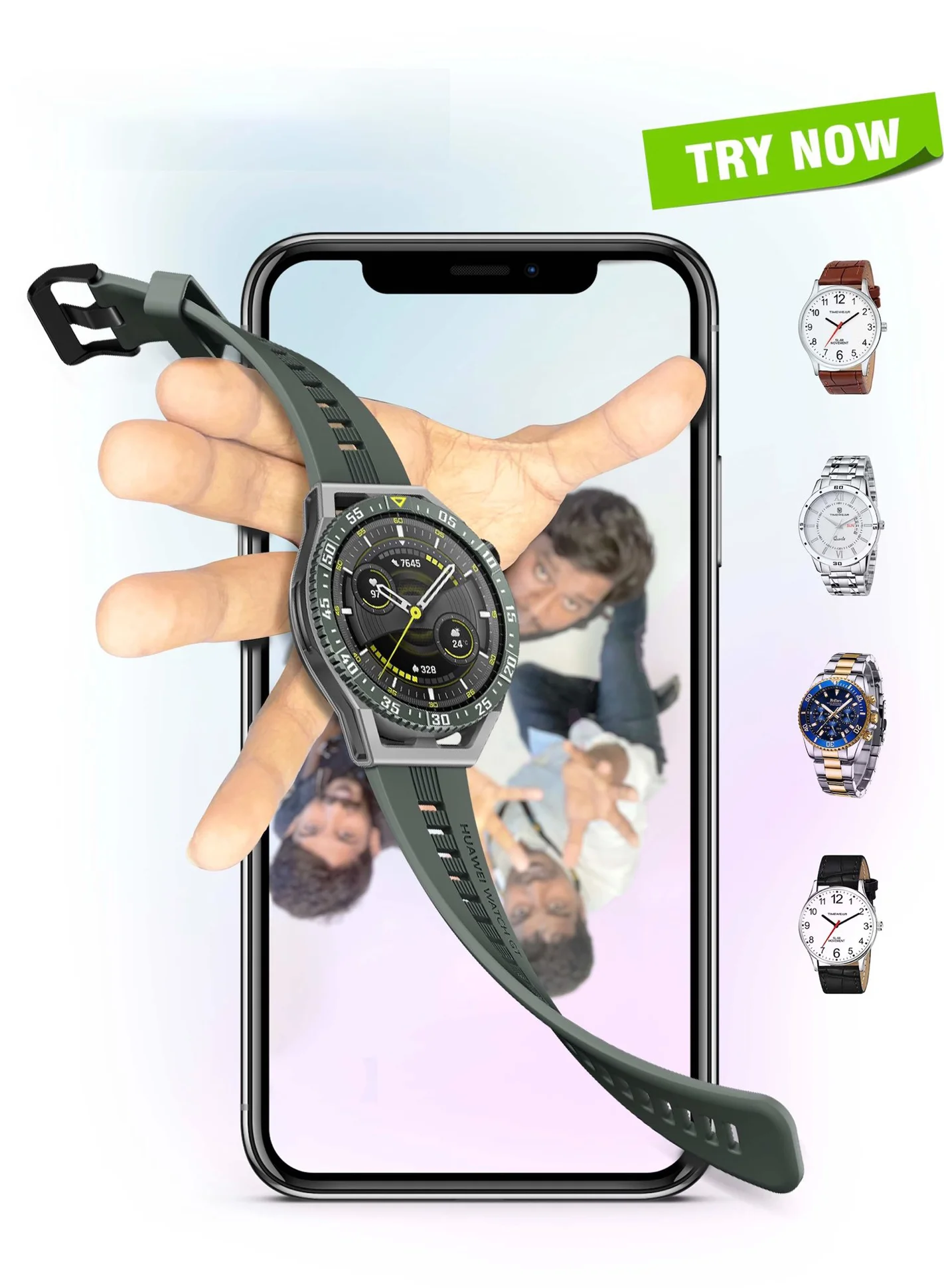 Virtual try-on technology for watches
